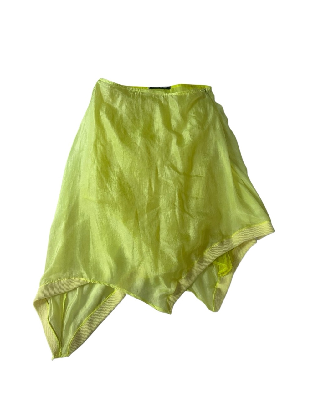Italy designer silk Neon Yellow Asymmetrical Women’s Skirt
